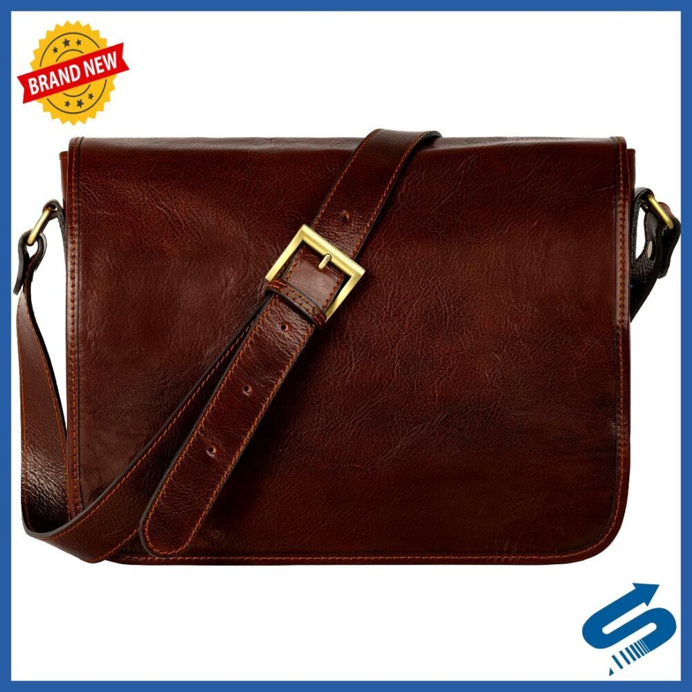 Handmade Italian Leather Messenger Bag, Crossbody Shoulder Bag for Men